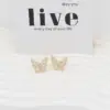 Wholesale 1 Pair Simple Style Butterfly Plating Inlay Copper Zircon 18K Gold Plated White Gold Plated Ear Studs