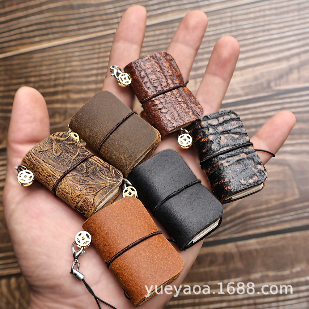 Wholesale Super mini pocket notebook Creative cowhide handmade jewelry notepad multi-purpose mini leather TN Journal Book