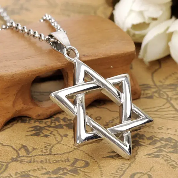 Wholesale Fashionable Stainless Steel Six-Pointed Star Magic Array Necklace Unisex Titanium Steel Pendant Jewelry Simple Style Popular On Taobao