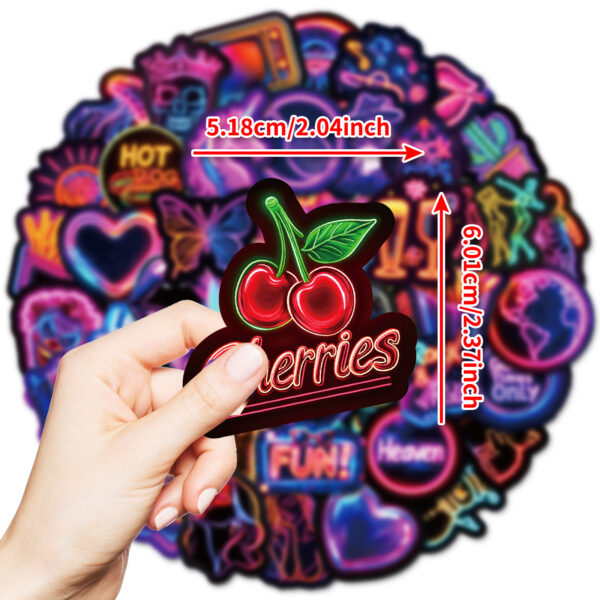 Wholesale 50 selling colorful neon graffiti stickers selling neon cherry waterproof decorative stickers