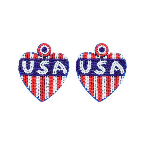 oly-69311bf01db430e9d2fbe8d0b3a058c8 Wholesale America Founding Day Independence Day Festival Day Color-block Earrings Women's Hand-woven Rice Bead Letters Love Lips Earrings