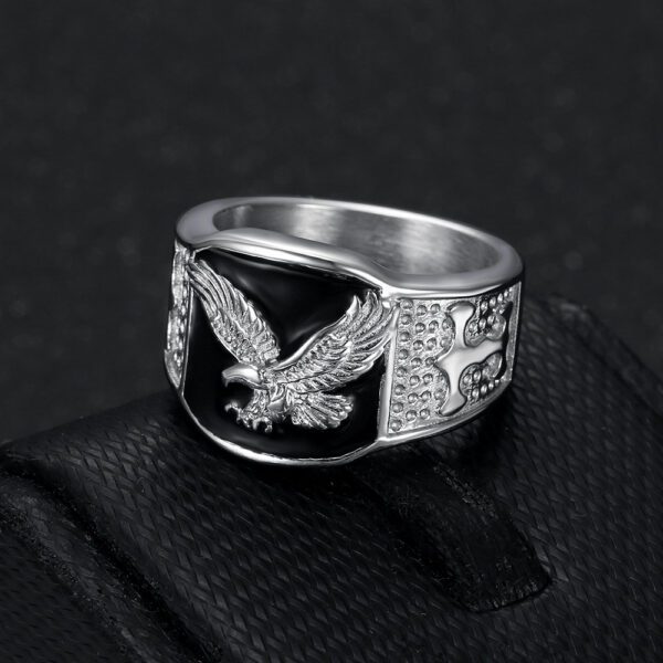 Wholesale explosions hip hop HIPHOP jewelry stainless steel gold plated wings flying domineering men's ring