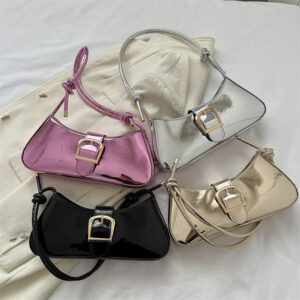 Wholesale Western Style Small Bag Women's Bag 2024 New Simple Pure Color Texture Armpit Shoulder Bag Fashion Casual Baguette Trendy Bag