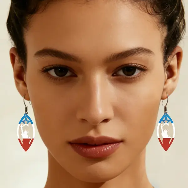 Wholesale Retro White Star Print Acrylic Drop Earrings With 304 Stainless Steel Ear Pins For Women