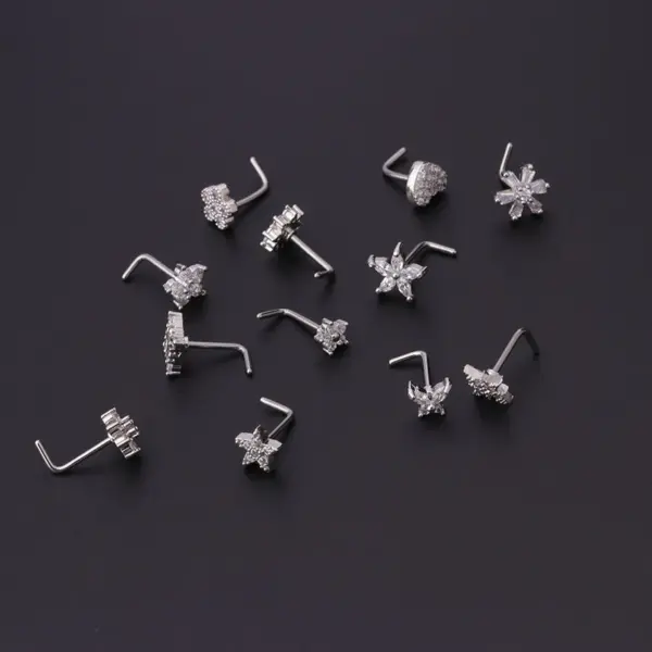 Wholesale 316L Stainless Steel Copper Ear Cartilage Rings & Studs Flower Waterproof Non Tarnish Surgical Steel Women'S