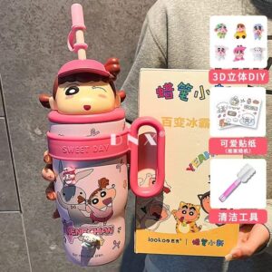 Xiaoxin pink + stickers + cup brush + three-dimensional decoration 4 pieces / 800ML