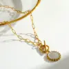Wholesale Round Rock Style Jewelry Set For Independence Day, 304 Stainless Steel With 18K Gold Plated 0.03µm, Box Chain