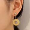 Wholesale Waterproof Non Tarnish Circle Stud Earrings For Women, 304 Stainless Steel With 18K Real Gold Plated PVD Coating And Rhinestones Inlay