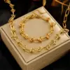Wholesale PVD Coated Solid Color 304 Stainless Steel Classic Style Waterproof Non Tarnish Bracelets Necklace