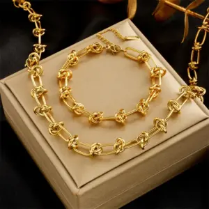 Wholesale PVD Coated Solid Color 304 Stainless Steel Classic Style Waterproof Non Tarnish Bracelets Necklace