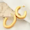 Wholesale 304 Stainless Steel C Shape Oval PVD Coated Real Gold Plated 18K Gold Simple Style Waterproof Non Tarnish Plating Ear Studs