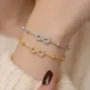 Wholesale Infinity Three-dimensional Bracelets For Women With 304 Stainless Steel O Chain And Glass Inlay Material