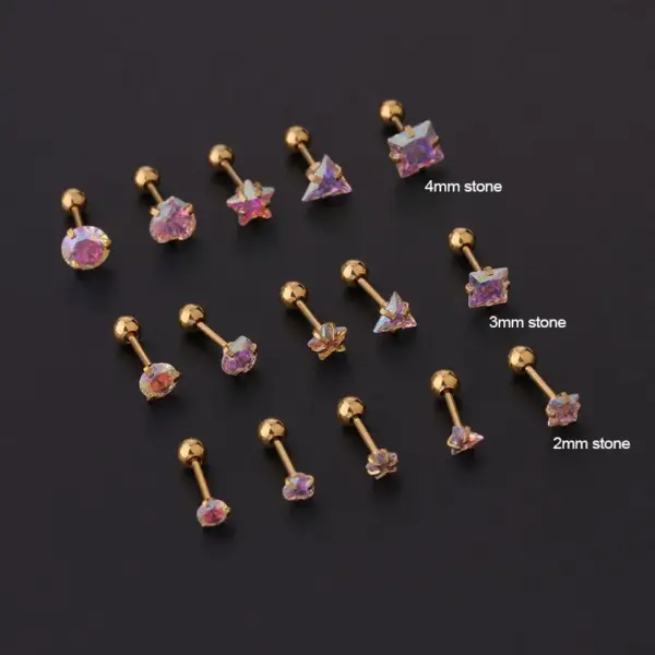 Wholesale 316L Stainless Steel Ear Cartilage Rings & Studs Geometric Waterproof Non Tarnish Surgical Steel