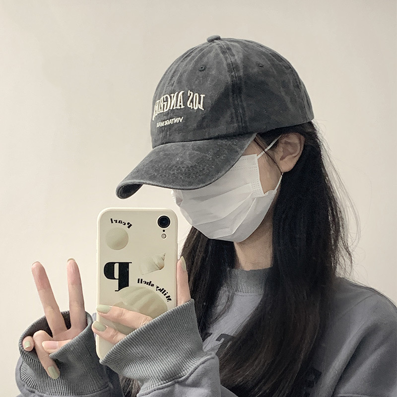 Wholesale Ins Vintage Grey Baseball Hat Women's Summer American Style Washed Big Head Trendy All-Match Face Showable Small Cap