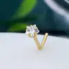 Wholesale Pure Silver 925L Bar Five-Pointed Star Zircon Nose Studs Piercing Fashionable Western Nose Rings For Women Wedding Birthday