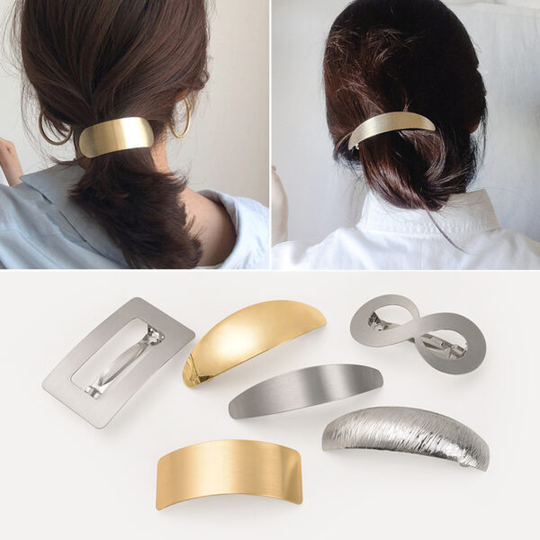 Wholesale Joker geometric metal brushed hair clip minimalist cold wind back head ponytail spring clip
