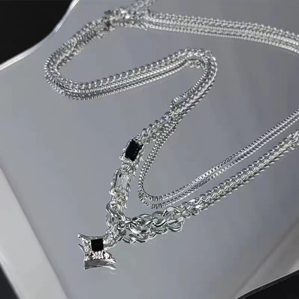 oly-69f96ef7b0532bf825c3ac913adef78e Wholesale Manxing double-layer necklace hip hop design sense niche personalized accessories advanced Qixi boys and girls clavicle chain