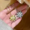 Wholesale Starburst Necklace For Women, Golden Plated 304 Stainless Steel With Zircon Inlay And Cable Chain