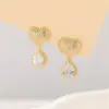 Wholesale Heart Shape Stud Earrings For Women With 925 Sterling Silver Posts, Copper Base, And 14K Real Gold Plated Featuring Zircon Inlay