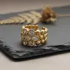 Wholesale Irregular Copper Ring For Women With Electroplated Gold Plating And Zircon Inlay, Available In Golden