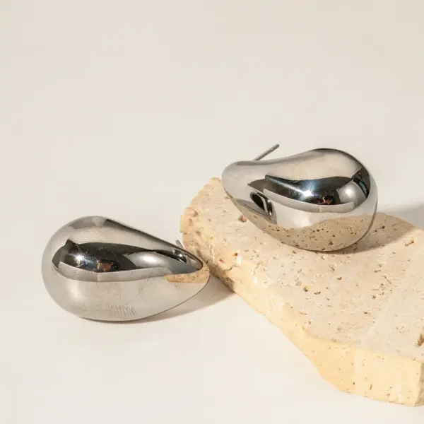 Wholesale 304 Stainless Steel Water Droplets PVD Coated 18K Real Gold Plated IG Style Plating Ear Studs