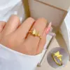 Wholesale Electroplating Golden Plated Butterfly Titanium Steel Casual Simple Style Rings