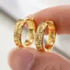 Wholesale Three-dimensional Geometric Earrings For Women In Copper With KC Golden Water Plating And 0.03µm Thickness