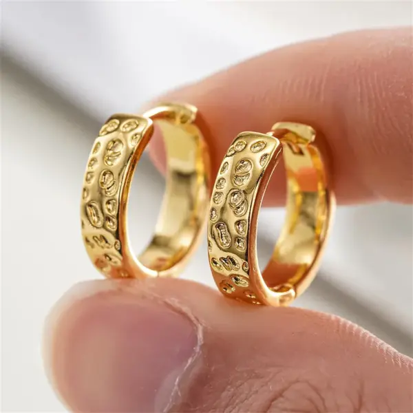Wholesale Three-dimensional Geometric Earrings For Women In Copper With KC Golden Water Plating And 0.03µm Thickness
