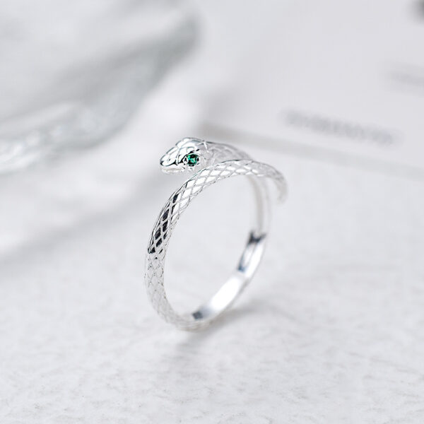 oly-6a4e7ea09ceb19aef270e3c591a51f02 Wholesale S925 Sterling Silver Green Eye Snake Zodiac Snake Ring for Men and Women National Fashion Ethnic Style Personalized Creative All-match Open Ring