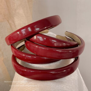Wholesale Vintage Ancora Red PU Leather Hair Band Women's High Cranial Top Pressure Hair Band Wash Face Anti-Slip Hair Tie White Hair Accessories