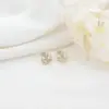 Wholesale Leaves Stud Earrings With 925 Sterling Silver Posts, Copper Base, And 14K Real Gold Plated Finish Featuring Zircon Inlay In Gold