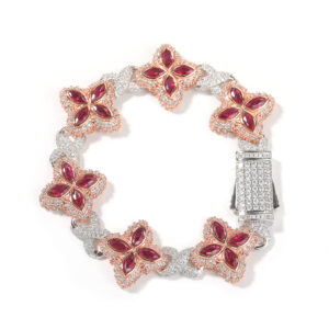 Two-color electroplated rose gold red corundum / 7inch bracelet