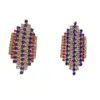 Wholesale New Popular Diamond Embedded Heart American Flag Red Blue Stripes Earrings Independence Day Independent Sale Geometric Pattern Women's Jewelry