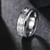 Wholesale Tungsten Steel Ring 360° Rotating Wide 8mm Men's Silver New Simple Style Geometric Pattern Polished Round Edge Wedding Band