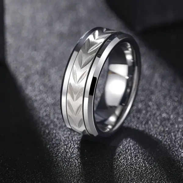 Wholesale Tungsten Steel Ring 360° Rotating Wide 8mm Men's Silver New Simple Style Geometric Pattern Polished Round Edge Wedding Band
