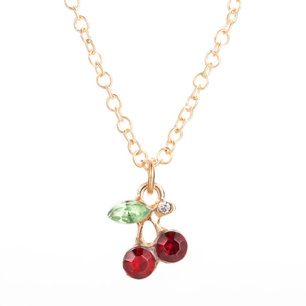 Wholesale Korean style selling jewelry fashion cute rhinestone red cherry necklace necklace wholesale exclusive