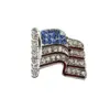 Wholesale American Flag Pin In White & Blue Zinc Alloy With Diamond Craft, Stylish Flag Brooches