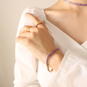 E314-Purple Zircon Bracelet -17cm