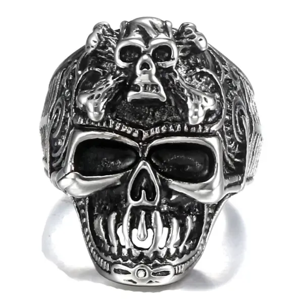 oly-6a76b709dc50e2dd1ace998822971f10 Wholesale Skull Titanium Steel Ring Men's Stainless Steel Ring Retro