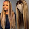 Wholesale wig ladies brown gold gradient long straight hair rose net wig set a generation of hair