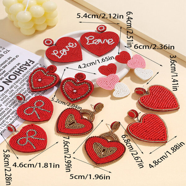 oly-6a9566f4f2021a6548068804bf6de14a Wholesale fashion temperament handmade three heart rice beads irregular earrings earrings Valentine's Day