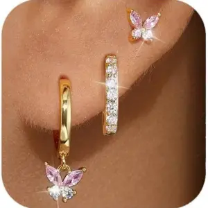 Real Gold-Single Ear Pink Butterfly Three Pack