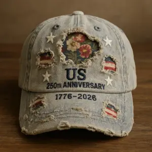 Wholesale Unisex Breathable Polyester Hat with Curved Brim Featuring Printing for America's 250th Anniversary - Nihaojewelry