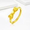 Wholesale  online celebrity gold plated Princess bow ring female brass gold live mouth plain ring Valentine's Day gift