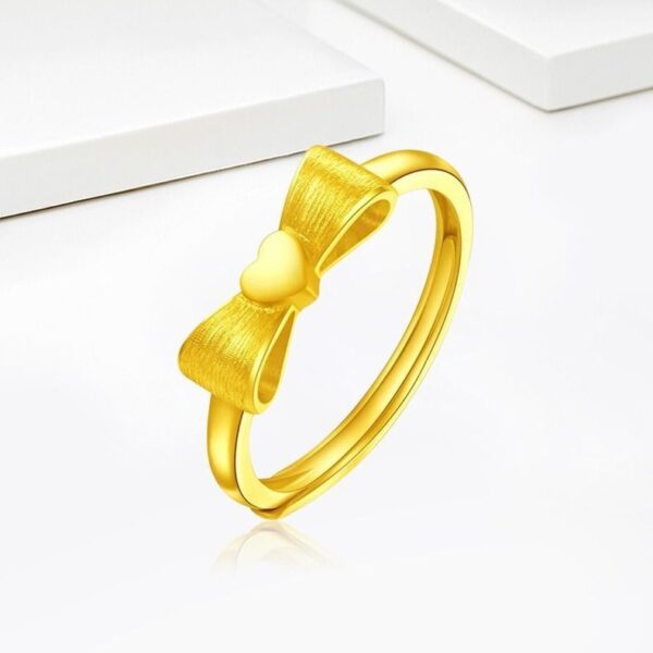Wholesale  online celebrity gold plated Princess bow ring female brass gold live mouth plain ring Valentine's Day gift