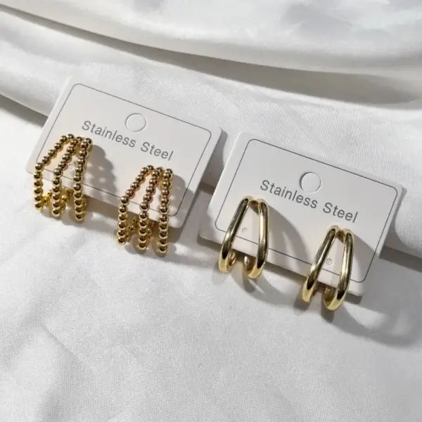 Wholesale Earrings Ear Studs Arc Gradient Earrings Round Beads C-shaped Imitation Gold Plated Earrings For Banquet Fashion Show