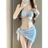 Wholesale Swimsuit Female Mermaid Diamond Chain Pure Lust Style Strap Triangle Bikini Three-Point Ins Sexy Vacation Swimsuit
