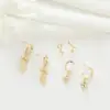 Wholesale Geometric Stud Earrings For Women With 925 Sterling Silver Posts, Waterproof Non Tarnish Copper, 14K Real Gold Plated And Zircon Inlay