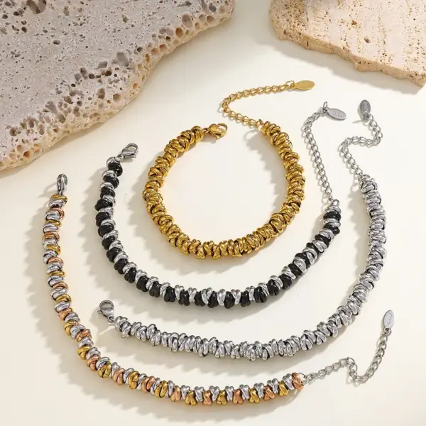 Wholesale PVD Coated Real Gold Plated 18K Gold Irregular Geometric 304 Stainless Steel Elegant Cute Romantic Waterproof Non Tarnish 304 Stainless Steel Lobster Trigger Clasp Closure Bracelets