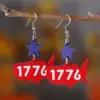 Wholesale Retro White Wood Drop Earrings For Women Featuring Map Print Design
